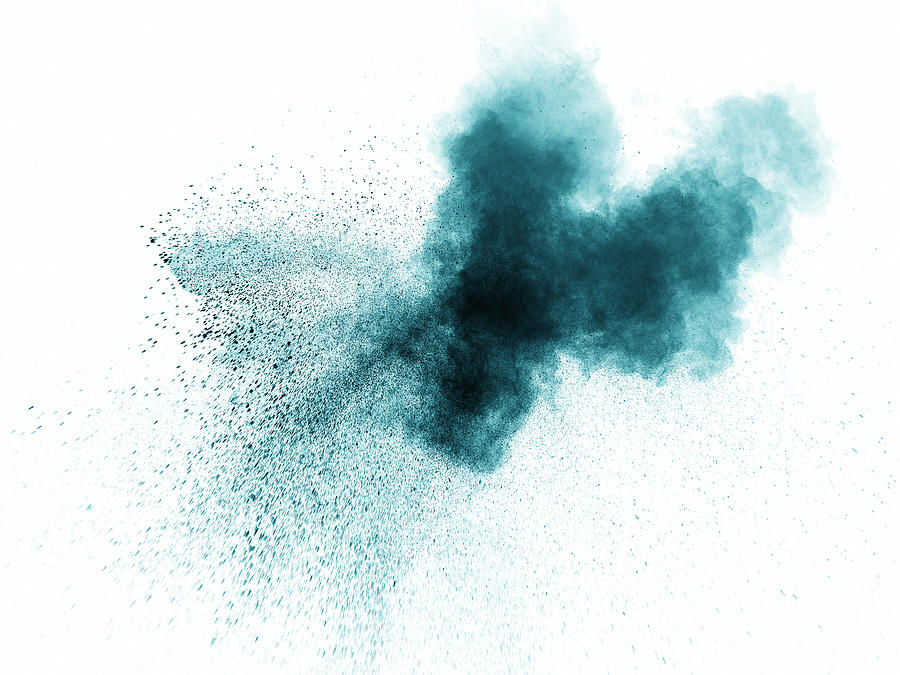 Forms and textures of an explosion of a powder of color blue on a  white background Photograph by Jose A. Bernat Bacete