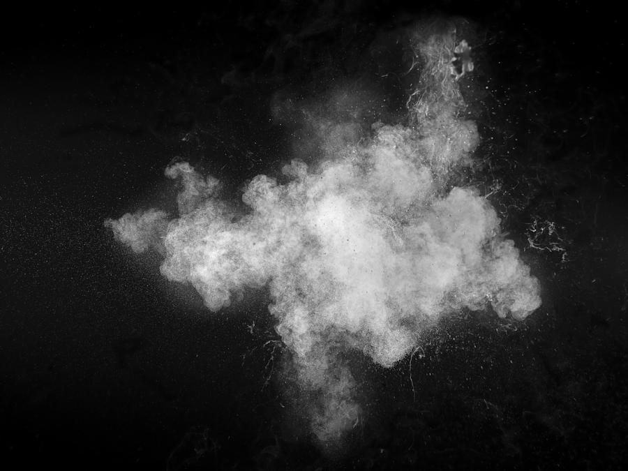 Forms and textures of an explosion of a powder of color white on a  black background Photograph by Jose A. Bernat Bacete