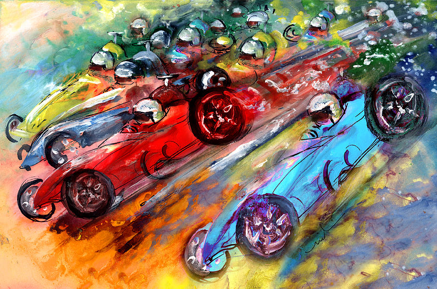 Formula 1 Madness Painting by Miki De Goodaboom