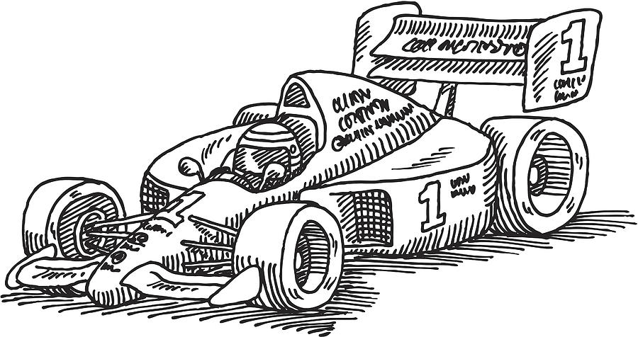 Formula One Racecar Drawing Drawing by FrankRamspott
