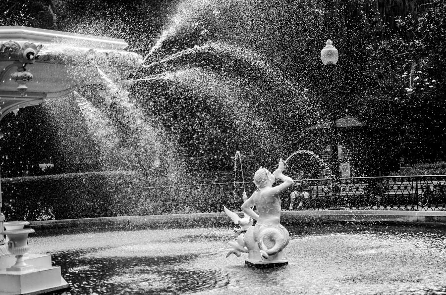 Forsyth Park Fountain in Black and White Photograph by Anthony Doudt