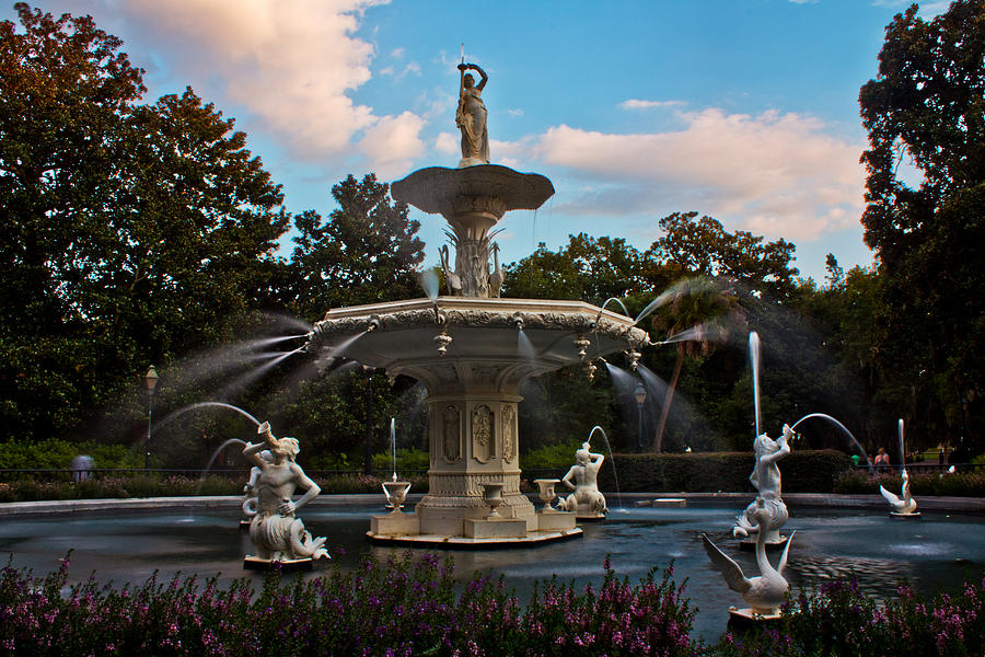 Forsyth Park Fountain Savannah Sunset  Photograph by John McGraw