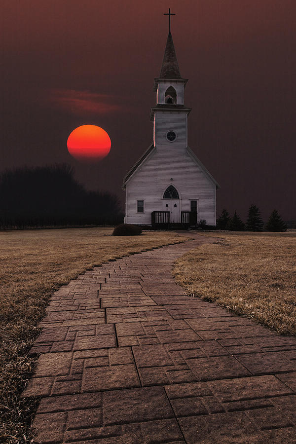 Church Photograph - Fort Belmont Sunset by Aaron J Groen