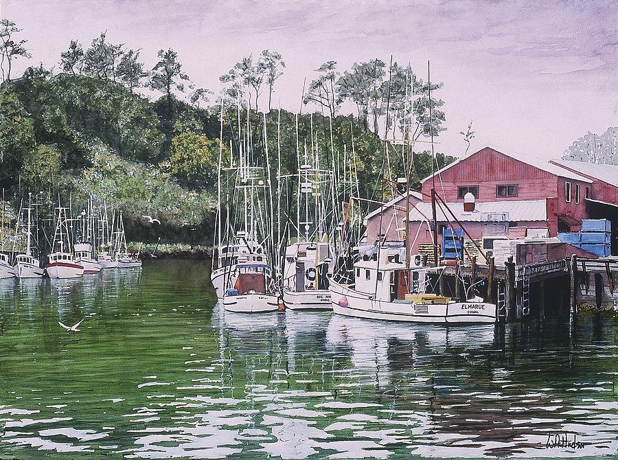 Fort Bragg Harbor Painting by Bill Hudson