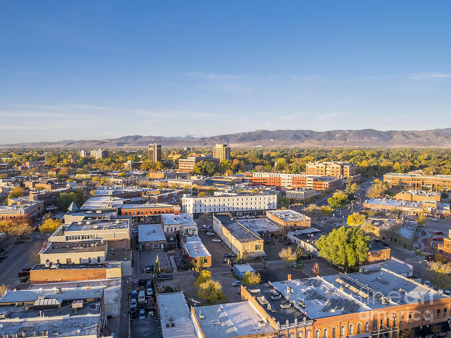 Fort Collins downtown aerial view Photograph by Marek Uliasz