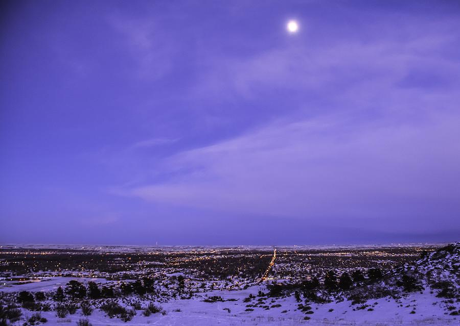 Winter Photograph - Fort Collins Winter moon by Trish Kusal