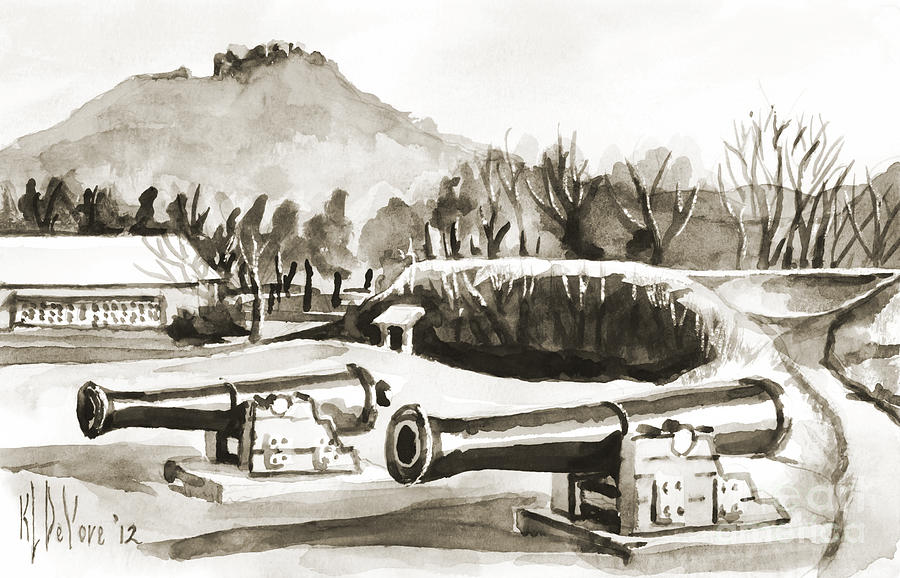 Black And White Painting - Fort Davidson Cannon III by Kip DeVore