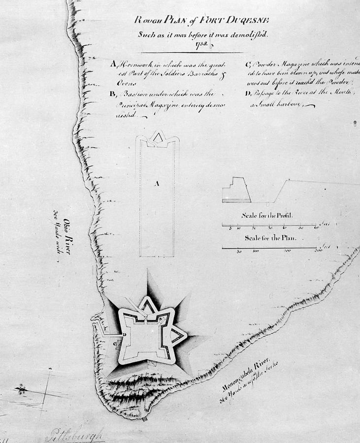 Fort Duquesne - Map Drawing by Granger
