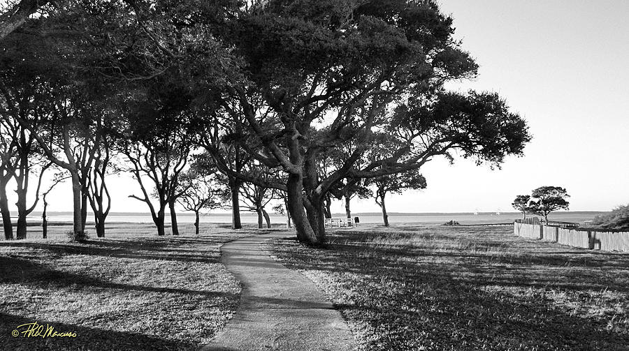 Fort Fisher Sunset in Black and White Photograph by Phil Mancuso