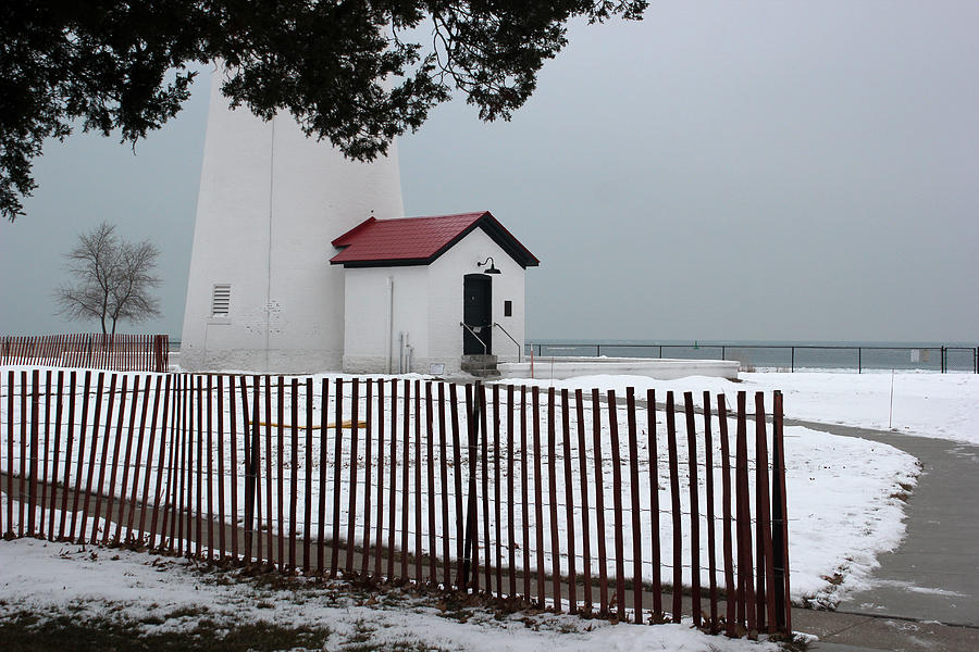 Fort Gratiot Light with Fence Photograph by Mary Bedy