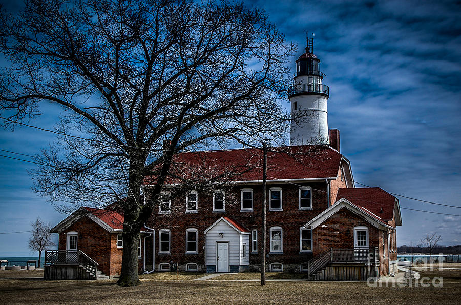 Fort Gratiot Lighthouse and Buildings with Clouds Photograph by Ronald Grogan