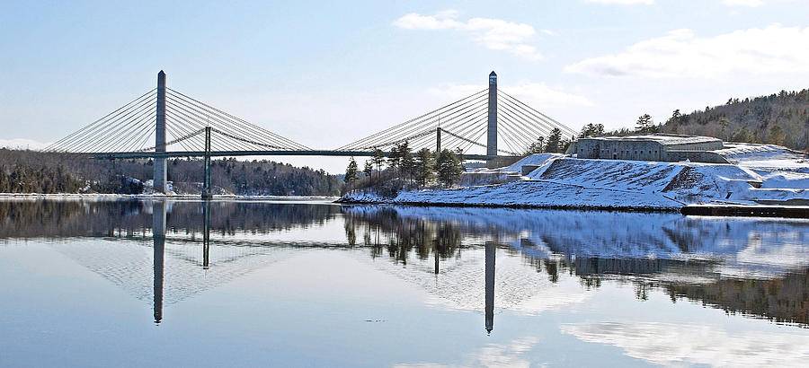 Fort Knox and Bridges Reflection in Winter Photograph by Barbara West
