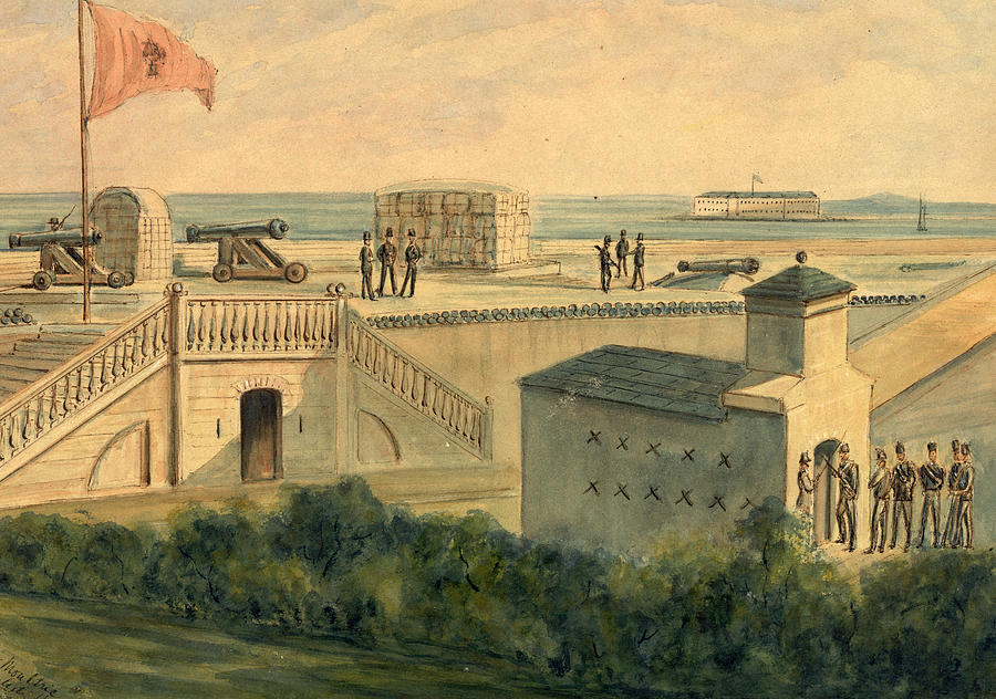 Fort Moultrie, Charleston Harbor, Drawing, 1862-1865 Drawing By Quint 