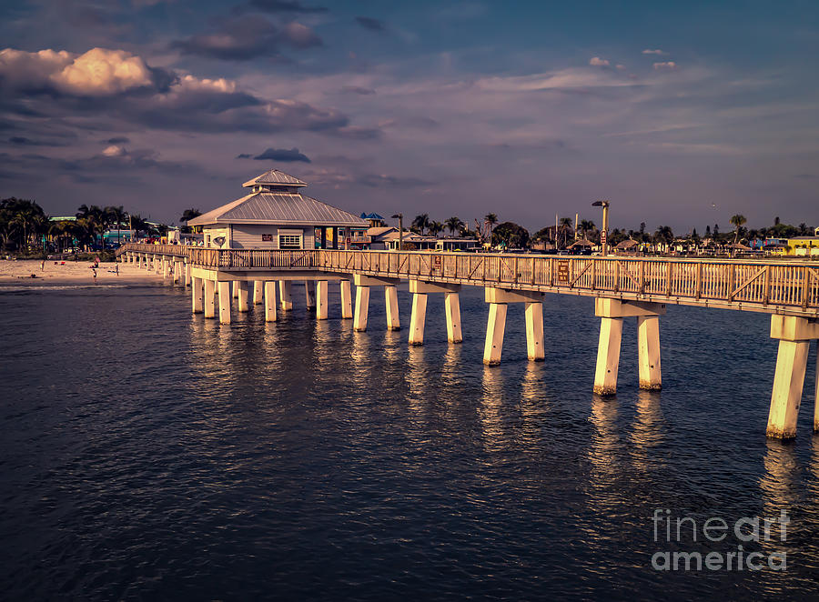Sunset Photograph - Fort Myers Beach Fishing Pier by Edward Fielding
