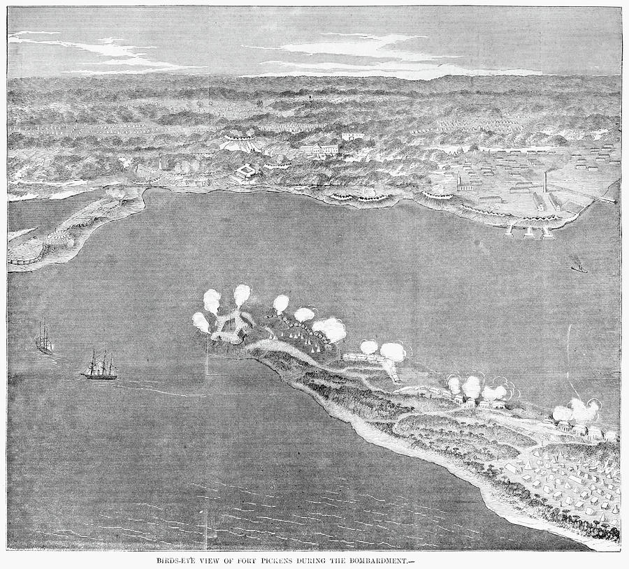Fort Pickens, 1861 Painting by Granger