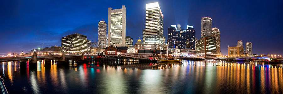 Boston Photograph - Fort Point Channel Panoramic by Josh Whalen