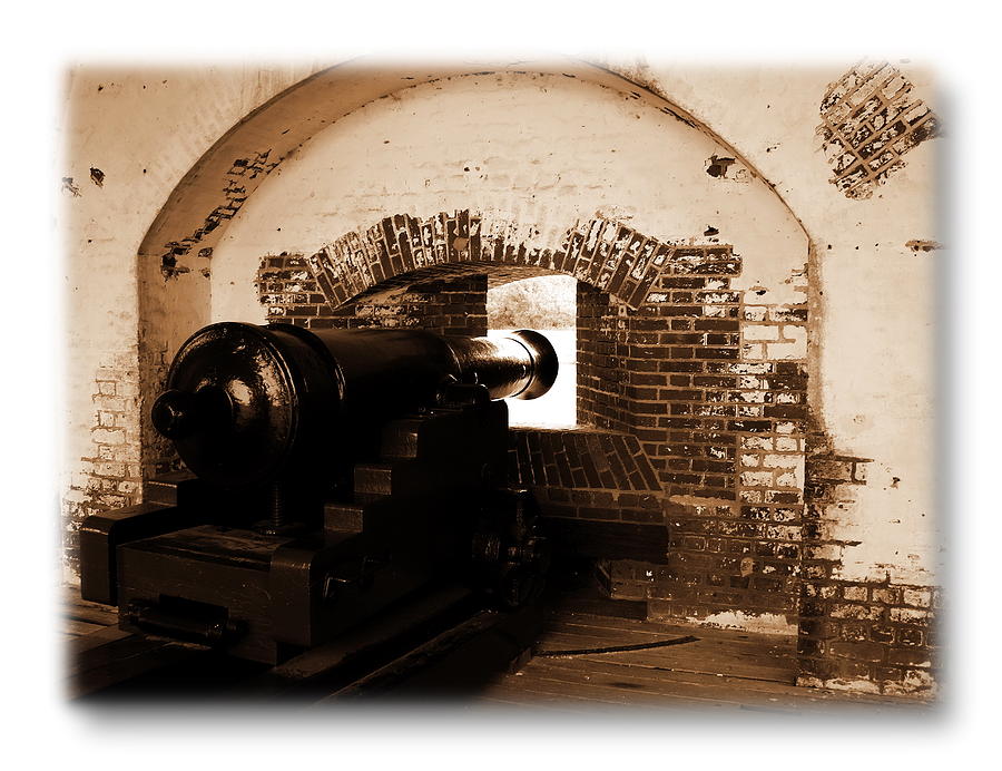 Fort Pulaski Canon Sepia Photograph