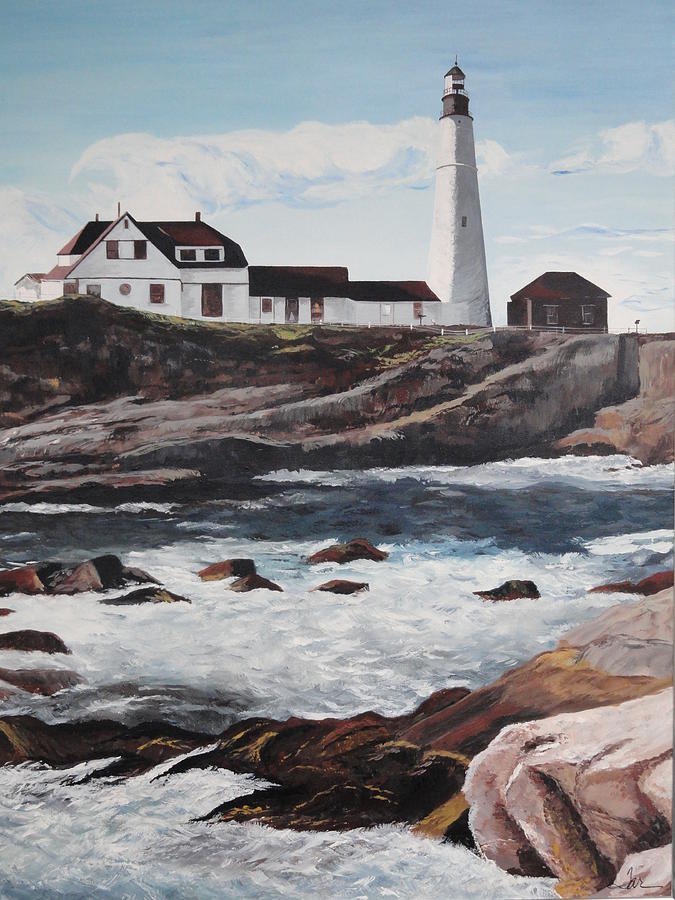 Landscape Painting - Fort Williams Cape Elizabeth Maine by Judith Rice