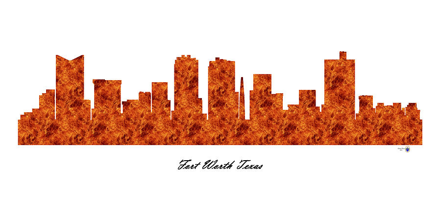 Fort Worth Texas Raging Fire Skyline Digital Art by Gregory Murray