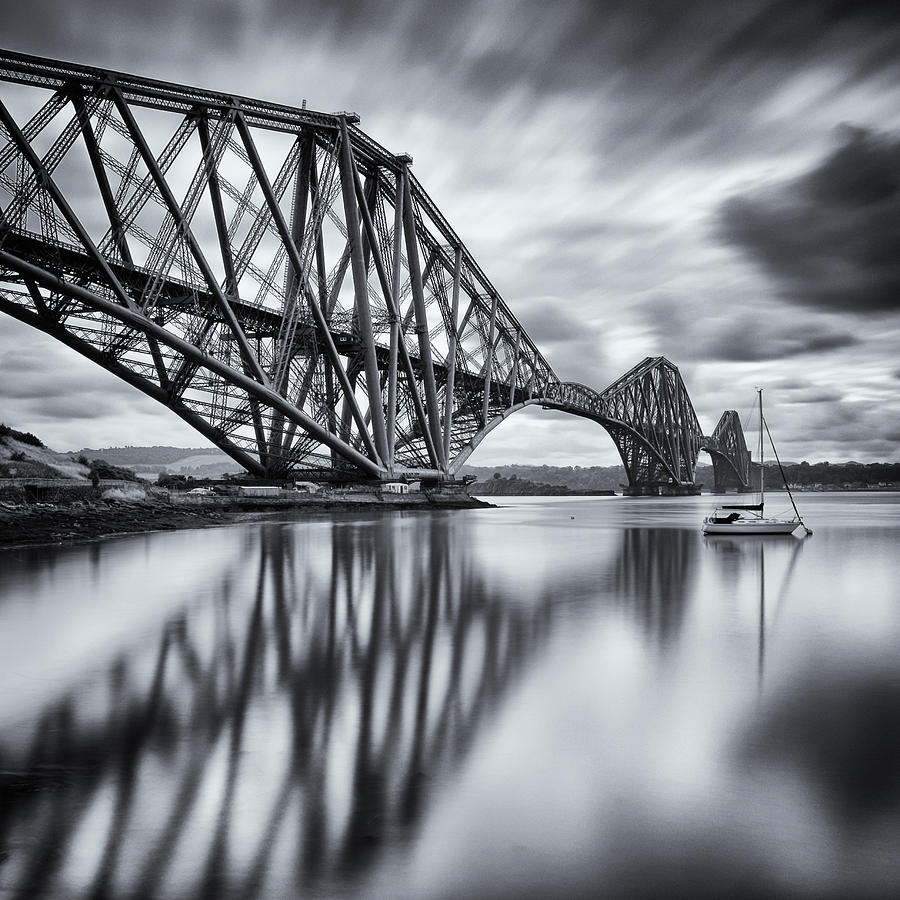 Black And White Photograph - Forth Rail Bridge by Dawn Black