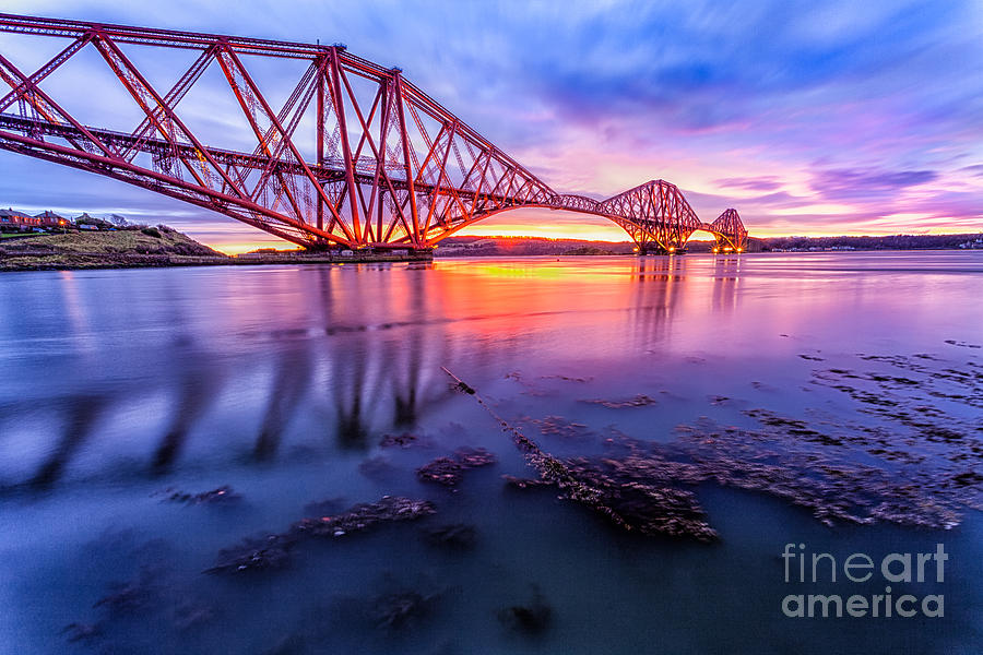 Architecture Photograph - Forth Rail bridge stunning sunrise by John Farnan