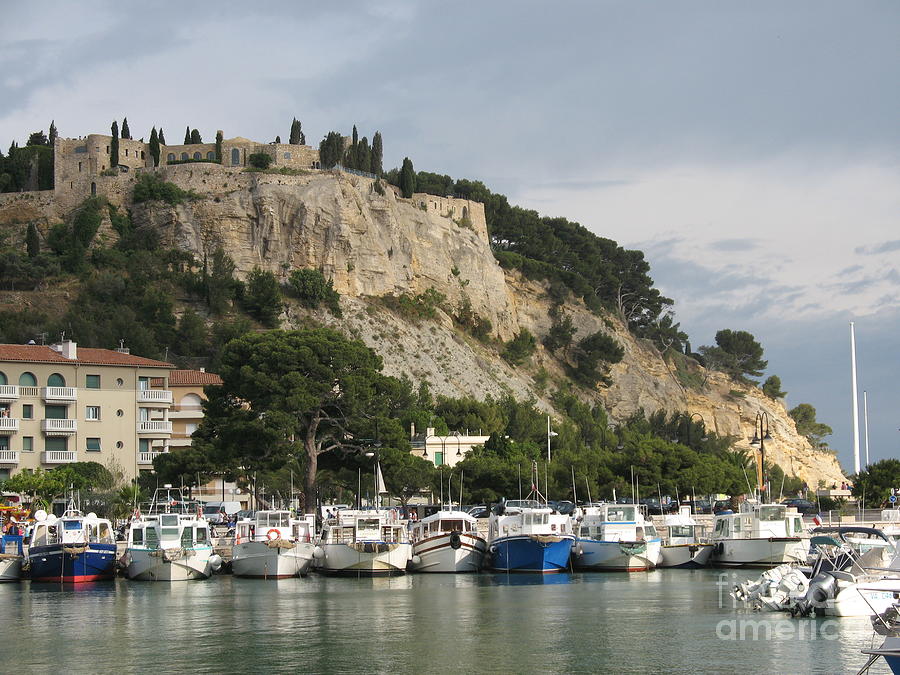 Boat Photograph - Fortress And Harbor Cassis by Christiane Schulze Art And Photography