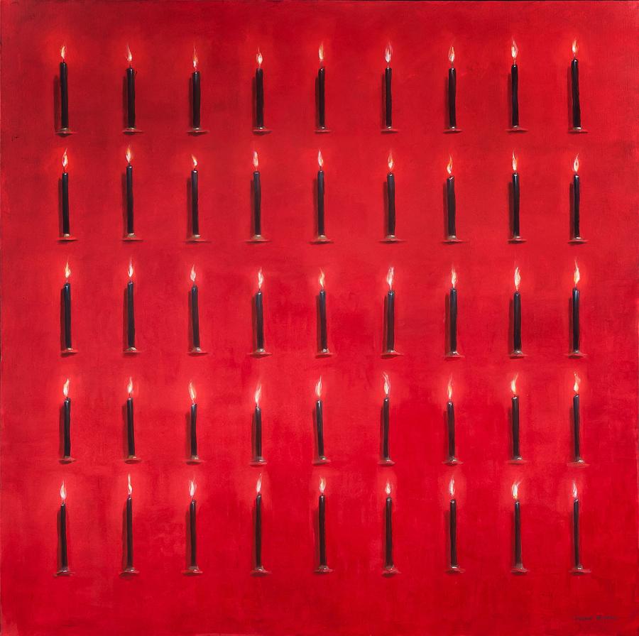Candle Photograph - Forty-five Candles, Sri Lanka, 2012 Acrylic On Canvas by Lincoln Seligman