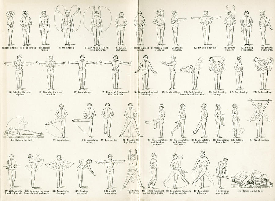 Forty-five Victorian exercises to be done at home Drawing by Whitemay
