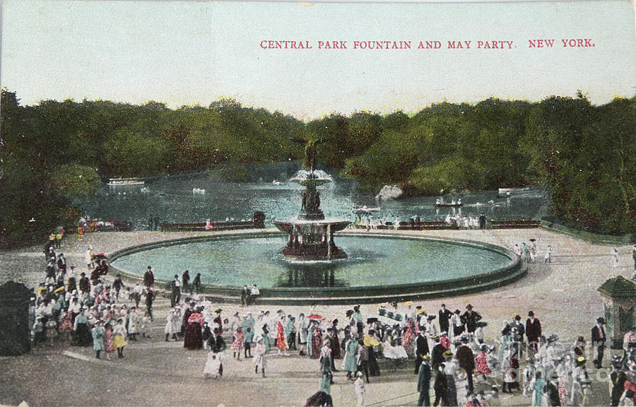 Fountain and May party in Central Park in 1905 Photograph by Patricia Hofmeester