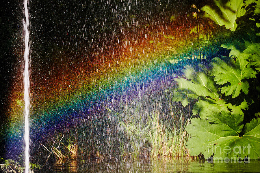 Fountain And Rainbow Photograph
