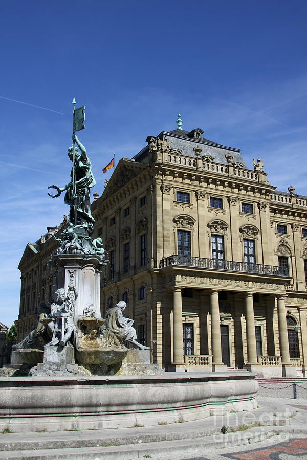 Fountain And Residence Wuerzburg Photograph by Christiane Schulze Art And Photography