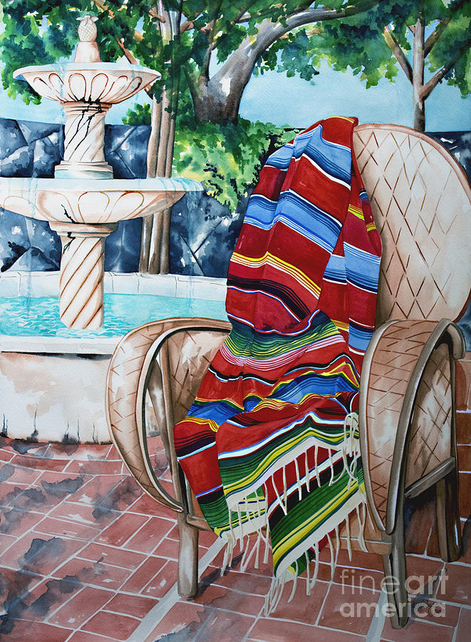 Fountain and Serape Painting by Kandyce Waltensperger