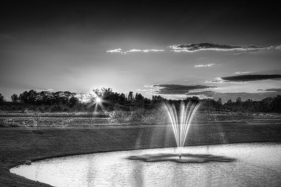 Sunset Photograph - Fountain and Sun by Martin Cline