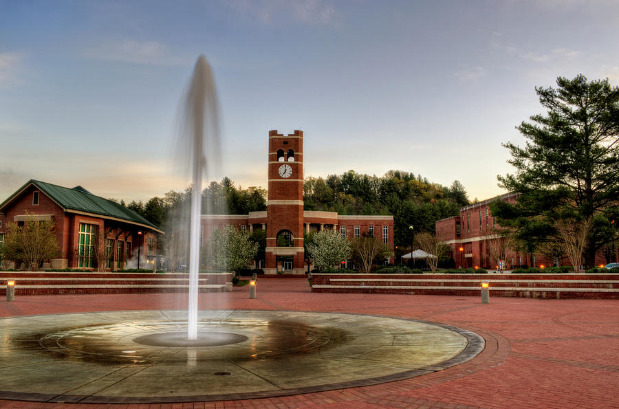 Western Carolina University Photograph - Fountain And Tower by Greg and Chrystal Mimbs