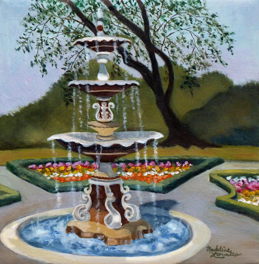 Fountain At Congress Park Painting by Madeline  Lovallo