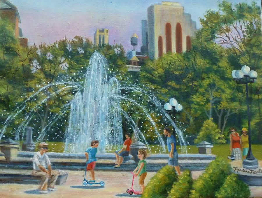 Fountain at Washington Square Park New York Painting by Madeline  Lovallo