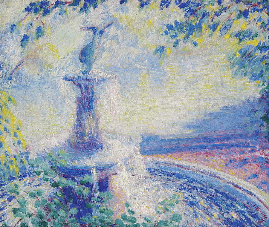 Fountain. Central Park Painting by Theodore Earl Butler