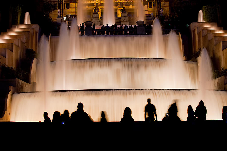 Barcelona Photograph - Fountain in Barcelona at Night by Artur Bogacki
