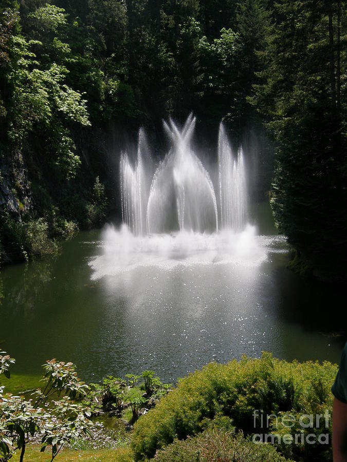 Fountain in Lake Photograph by Bev Conover