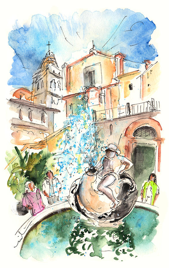 Fountain in Noto Painting by Miki De Goodaboom