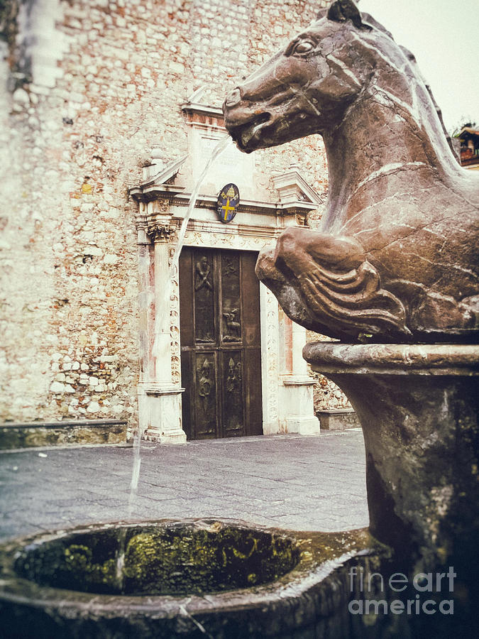 Architecture Photograph - Fountain in Taormina Sicily by Silvia Ganora