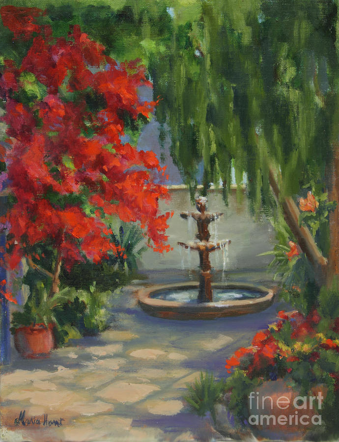 Relaxing in the Courtyard Painting by Maria Hunt