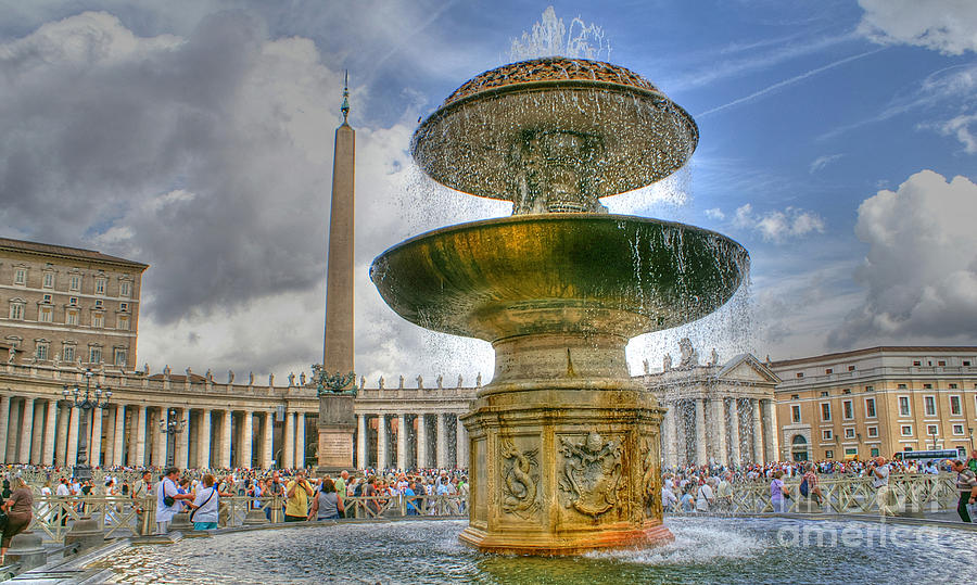 Fountain In Vatican Square Photograph by David Birchall
