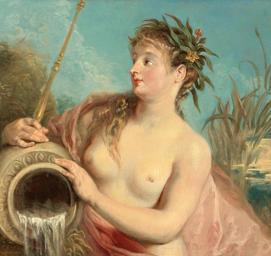 Fountain Nymph  Painting by Antoine Watteau