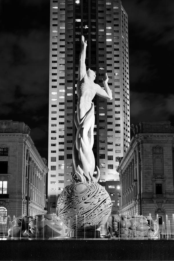 Cleveland Photograph - Fountain of Eternal Life Black and White by Clint Buhler