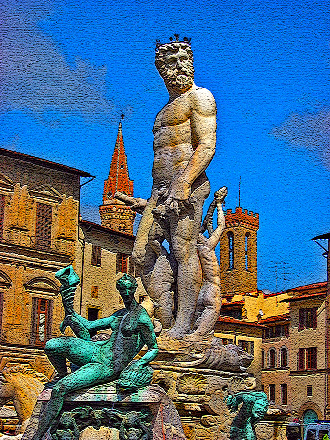 Michelangelo Photograph - Fountain of Neptune. Florence. by Andy i Za