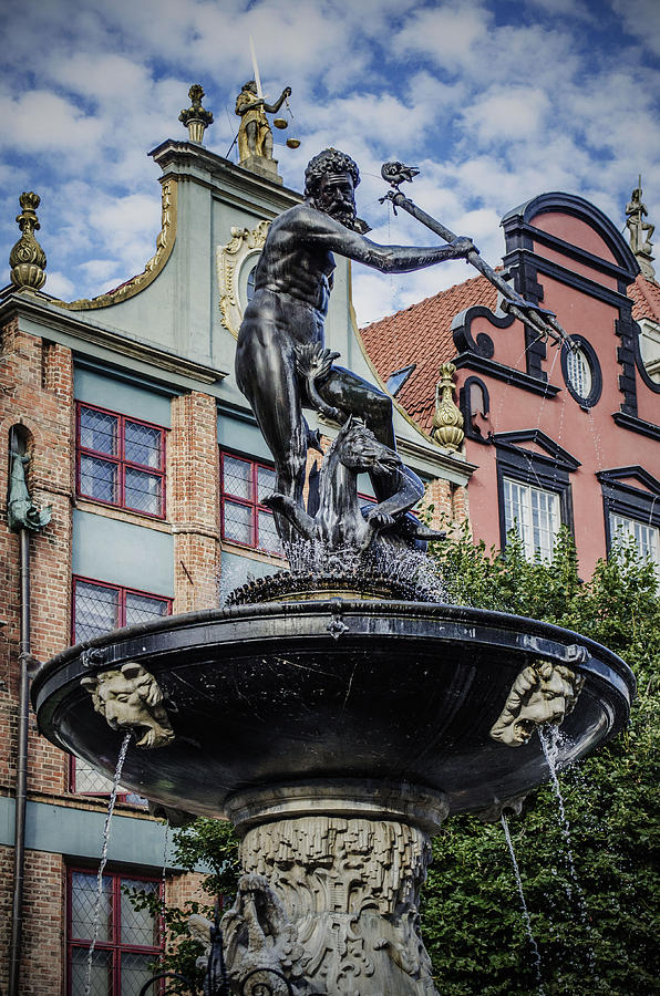 Architecture Photograph - Fountain of Neptune in Gdansk by Adam Budziarek