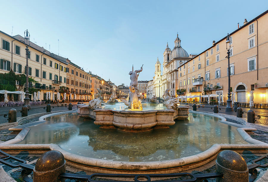 Fountain Of Neptune On The Piazza Photograph by Guy Vanderelst
