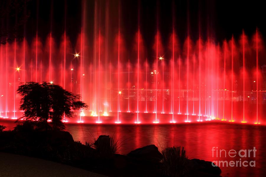 Water Photograph - Fountain of Red by Geraldine DeBoer