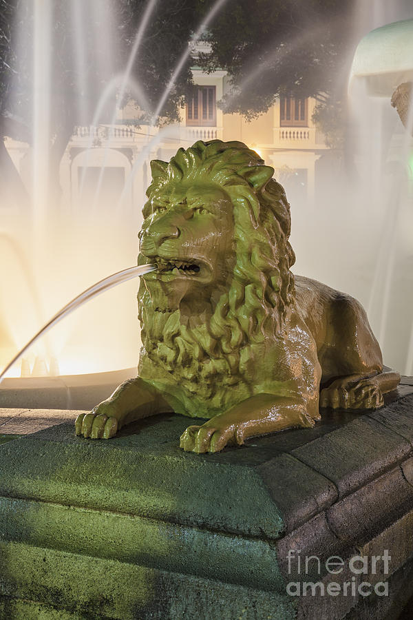 Fountain of the Lions at Plaza Las Delicias in Puerto Rico Photograph by Bryan Mullennix